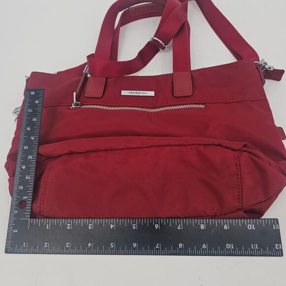 Hedgren Aura Glaze Red Water Resistant Tote Handbag Nylon Crossbody - Picture 11 of 16